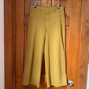 J Crew Point Sur washed mustard/khaki wide leg pants